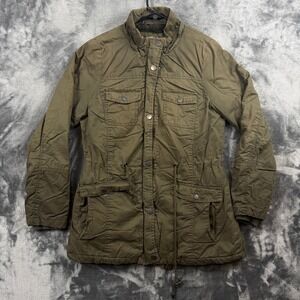 YMI Utility Jacket Womens Large Olive Green Faux Fur Lined Military Anorak